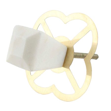 White Stone Square Dresser Knobs